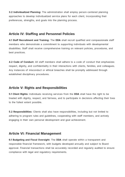 Free Dda(Developmental Disabilities Administration) Bylaws Template to Edit Online