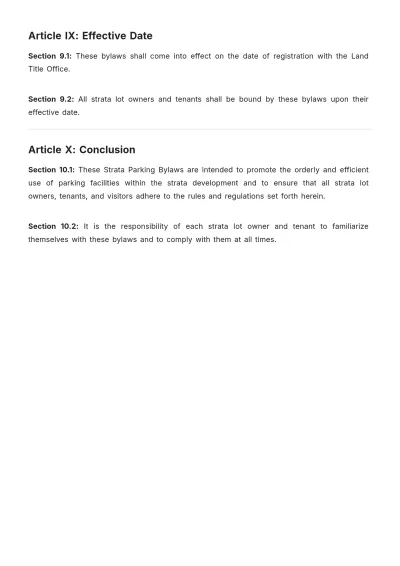 Free Strata Parking Bylaws Template to Edit Online