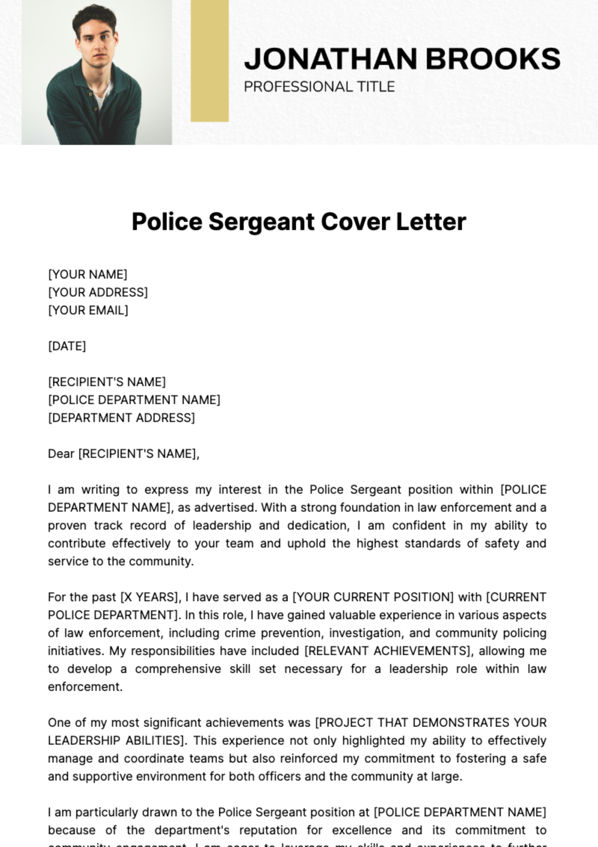 Free Police Sergeant Cover Letter Template