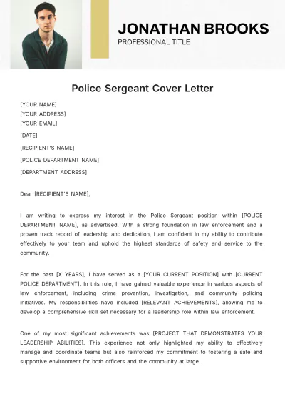 Free Police Sergeant Cover Letter Template to Edit Online