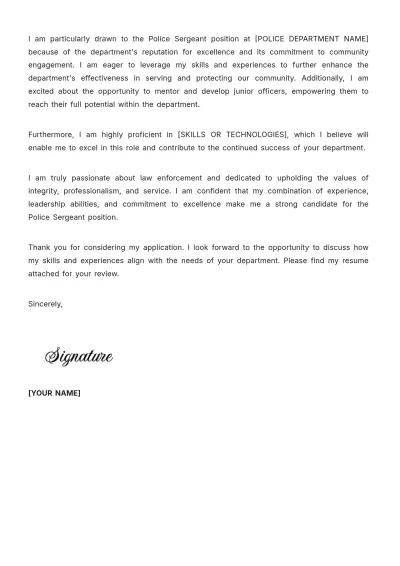 Free Police Sergeant Cover Letter Template to Edit Online