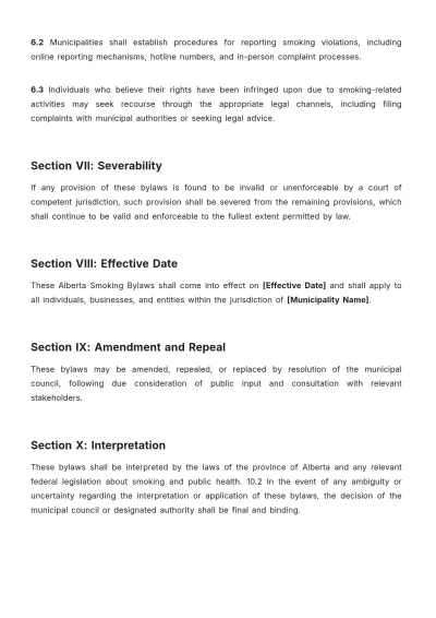 Free Alberta Smoking Bylaws Template to Edit Online