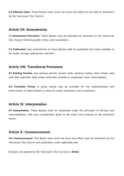 Free Vancouver Bylaws Template to Edit Online
