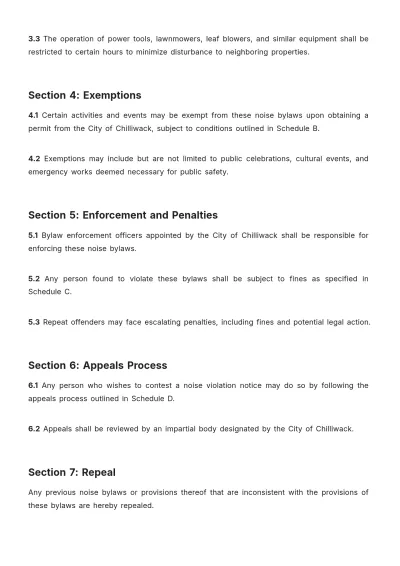 Free City Of Chilliwack Noise Bylaws Template to Edit Online
