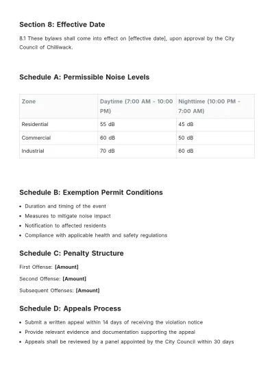 Free City Of Chilliwack Noise Bylaws Template to Edit Online