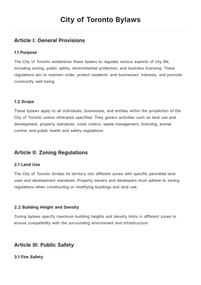 Free City Of Toronto Bylaws Template to Edit Online