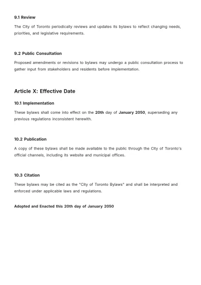 Free City Of Toronto Bylaws Template to Edit Online