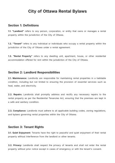 Free City Of Ottawa Rental Bylaws Template to Edit Online