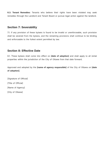 Free City Of Ottawa Rental Bylaws Template to Edit Online