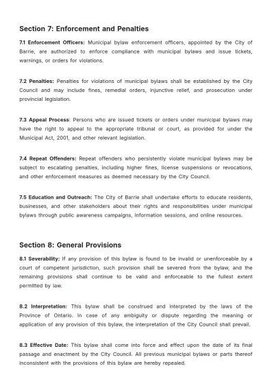 Free City Of Barrie Bylaws Template to Edit Online