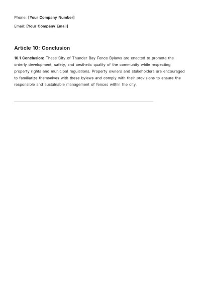 Free City Of Thunder Bay Fence Bylaws Template to Edit Online