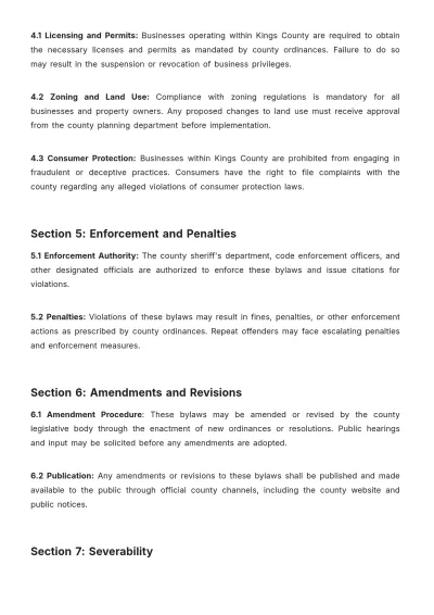 Free Kings County Bylaws Template to Edit Online