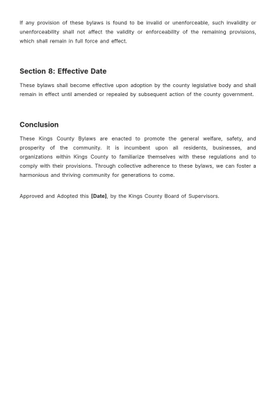 Free Kings County Bylaws Template to Edit Online