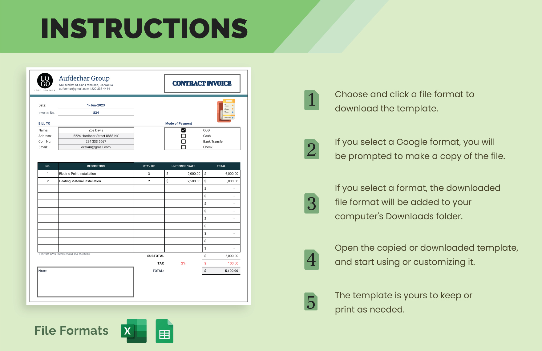 Contract Invoice Template