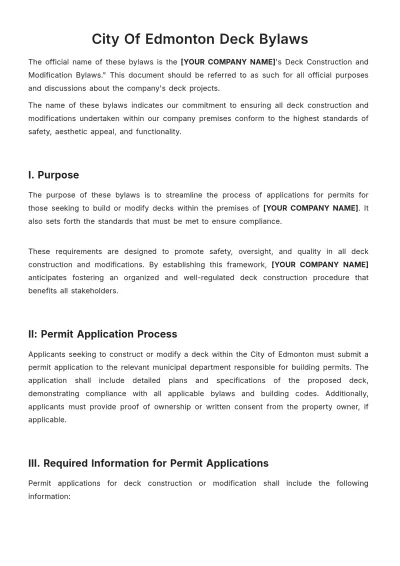 Free City Of Edmonton Deck Bylaws Template to Edit Online