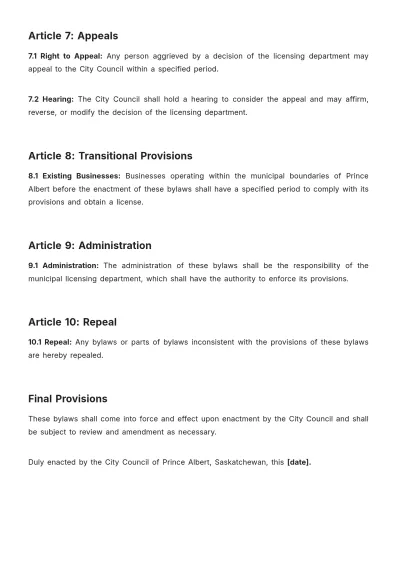 Free Prince Albert Bylaws Template to Edit Online