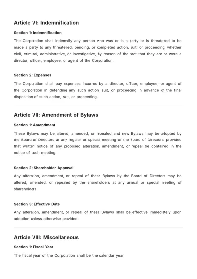 Free North Carolina Bylaws Template to Edit Online