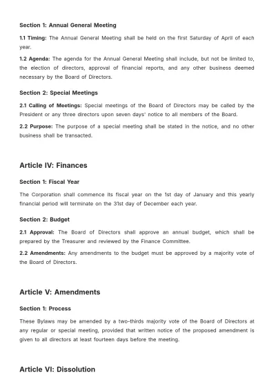 Free Arkansas Bylaws Template to Edit Online