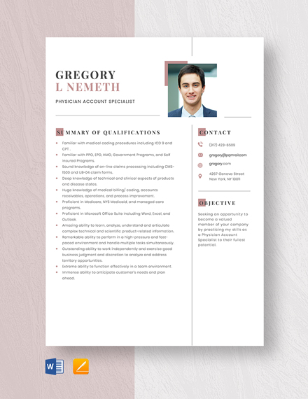 Cv Template Word Physician / Medical Resume Template Word Professional