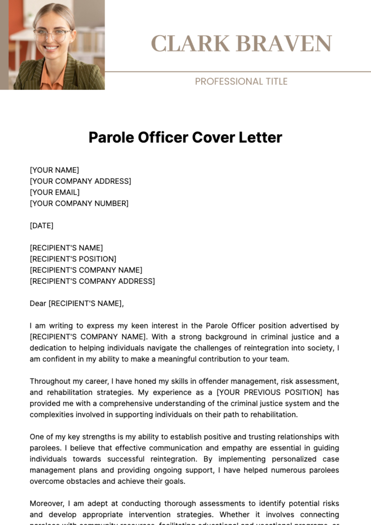 Parole Officer Cover Letter Template