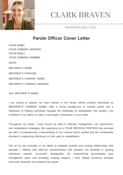 Free Parole Officer Cover Letter Template to Edit Online