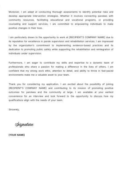 Free Parole Officer Cover Letter Template to Edit Online
