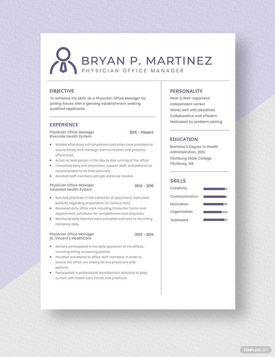 Physician Office Manager Resume