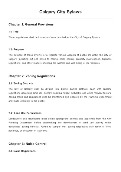 Free Calgary City Bylaws Template to Edit Online