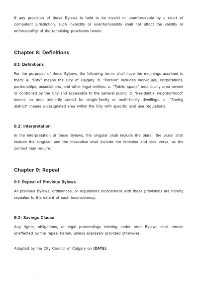 Free Calgary City Bylaws Template to Edit Online