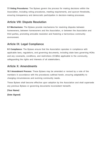 Free Changing Hoa Bylaws Template to Edit Online