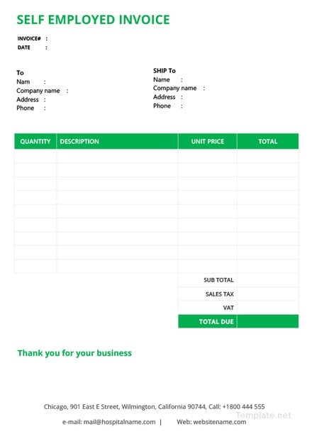 self employed printable invoice template uk