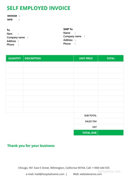 Self employed printable invoice template uk - workshopgola