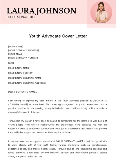 Free Youth Advocate Cover Letter Template to Edit Online