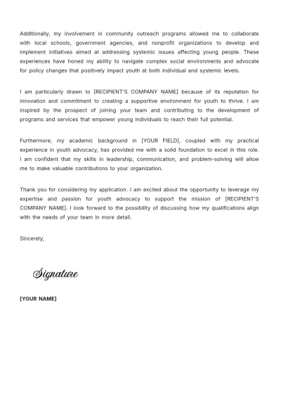 Free Youth Advocate Cover Letter Template to Edit Online
