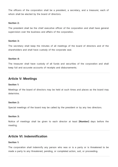 Free Wyoming Bylaws Template to Edit Online