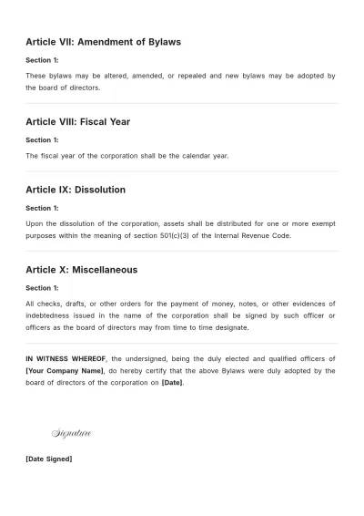 Free Wyoming Bylaws Template to Edit Online