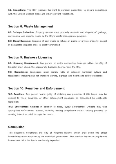 Free Kingston Ontario Bylaws Template to Edit Online