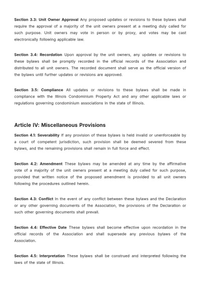 Free Illinois Condo Bylaws Template to Edit Online