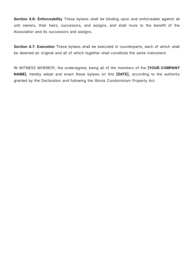 Free Illinois Condo Bylaws Template to Edit Online