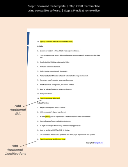 FREE Medical Billing Clerk Job Description Word Google Docs Apple 
