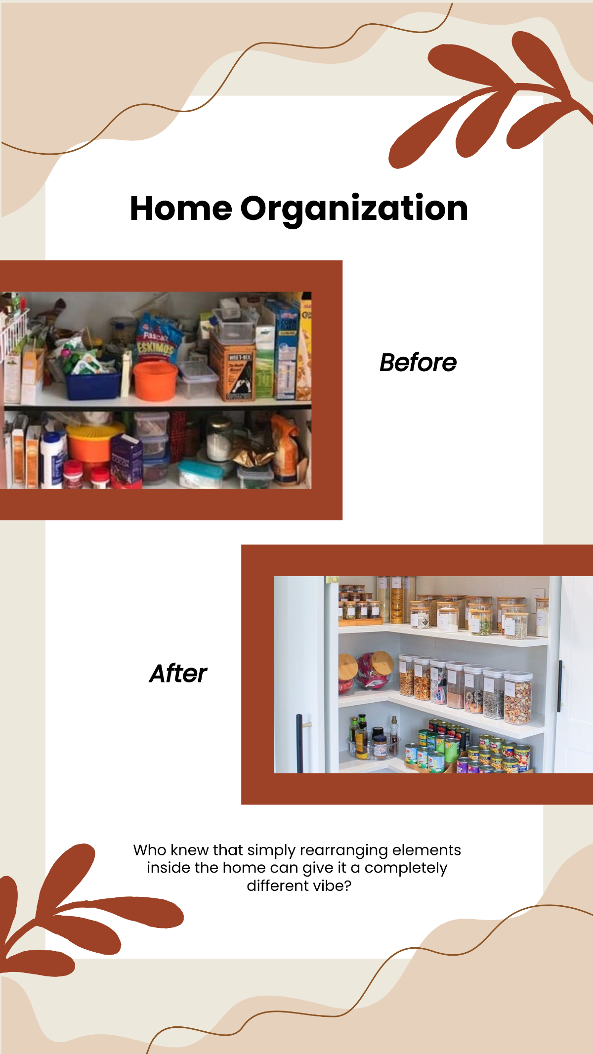 Home Organization Before and After Facebook Post