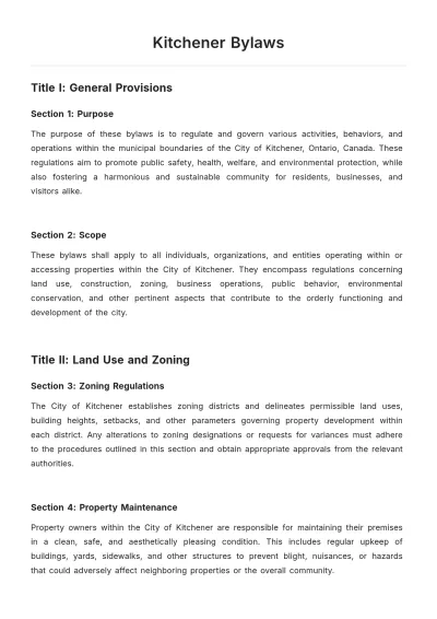 Free Kitchener Bylaws Template to Edit Online
