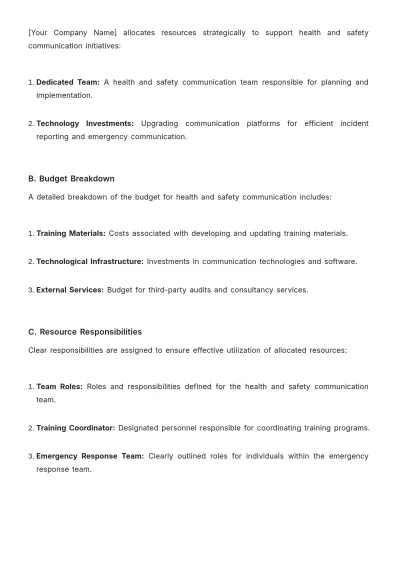 Free Strategic Health & Safety Communication Plan Template to Edit Online