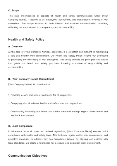 Free Strategic Health & Safety Communication Plan Template to Edit Online