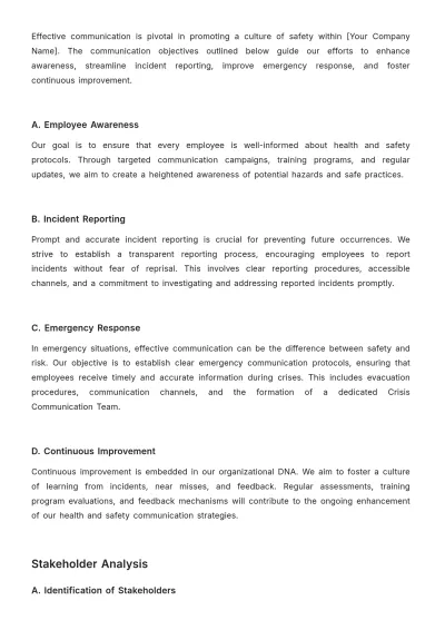 Free Strategic Health & Safety Communication Plan Template to Edit Online