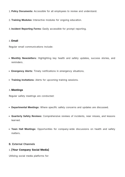 Free Strategic Health & Safety Communication Plan Template to Edit Online