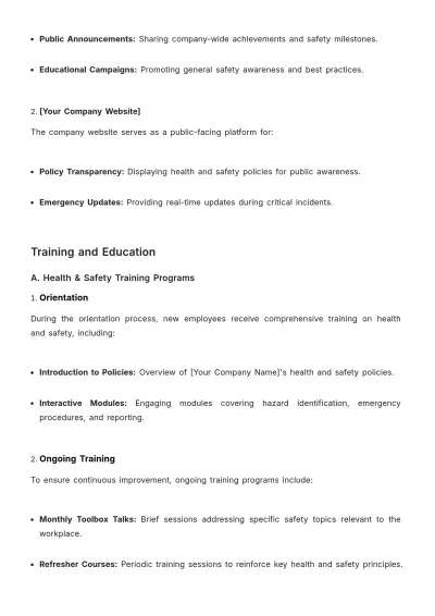 Free Strategic Health & Safety Communication Plan Template to Edit Online