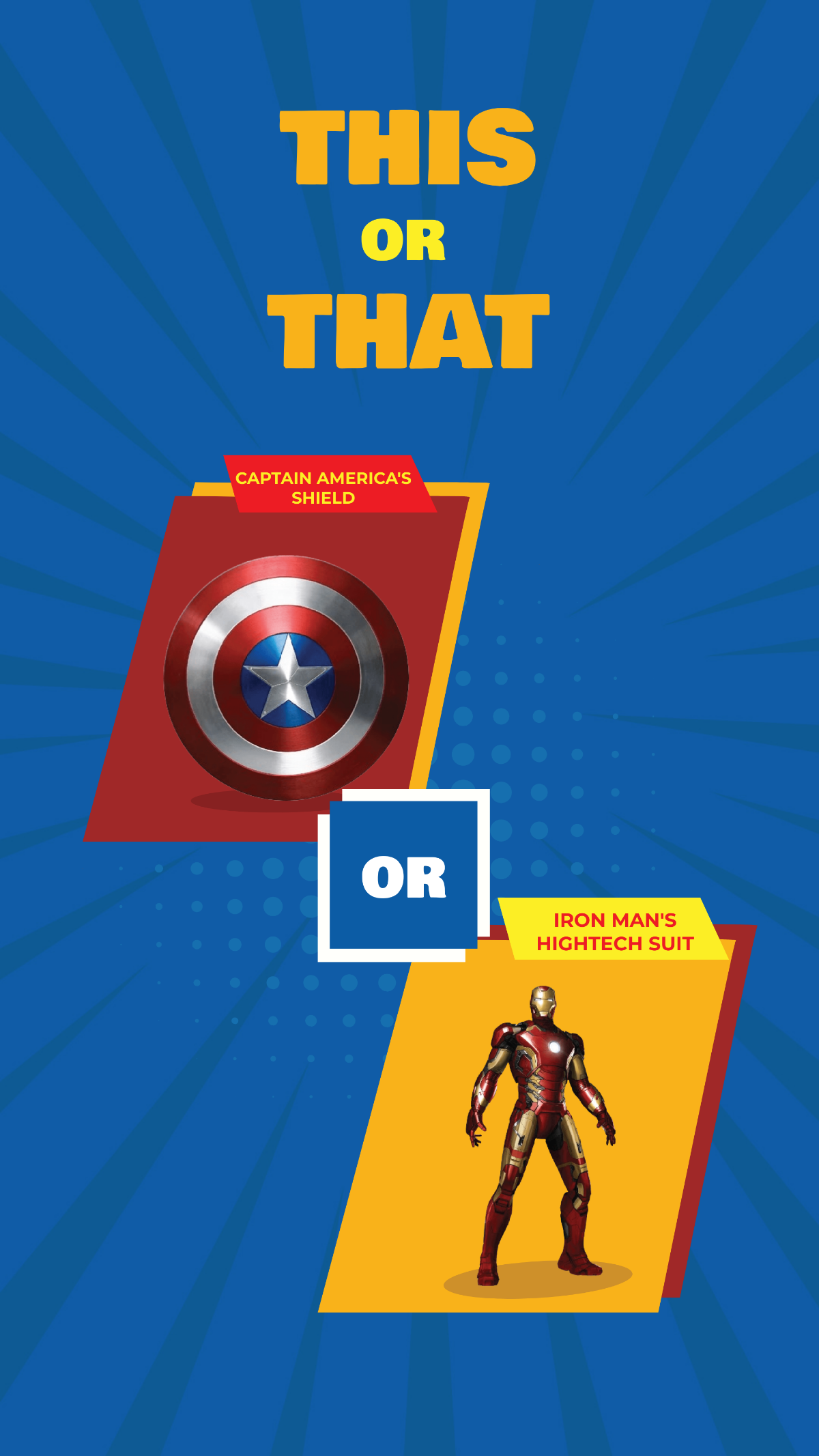 Free Iron Man or Captain America This or That Movie Story Template
