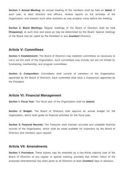 Free Maryland Bylaws Template to Edit Online