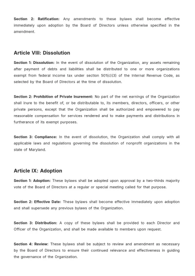 Free Maryland Bylaws Template to Edit Online